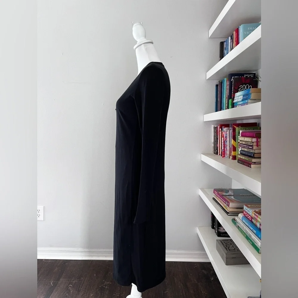Standard James Perse V-Neck Long Sleeve Knit Dress Black size 3 - Picture 6 of 13